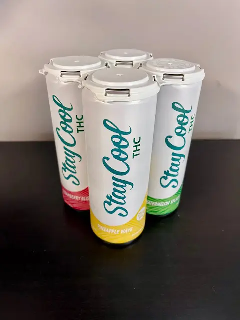 Mixed flavor 4-pack of Stay Cool delta 9 THC drinks