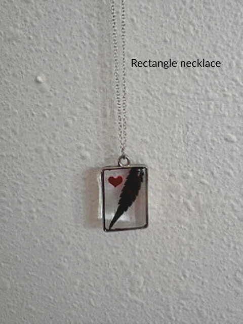 Handmade rectangle resin necklace with hemp leaf and pink heart
